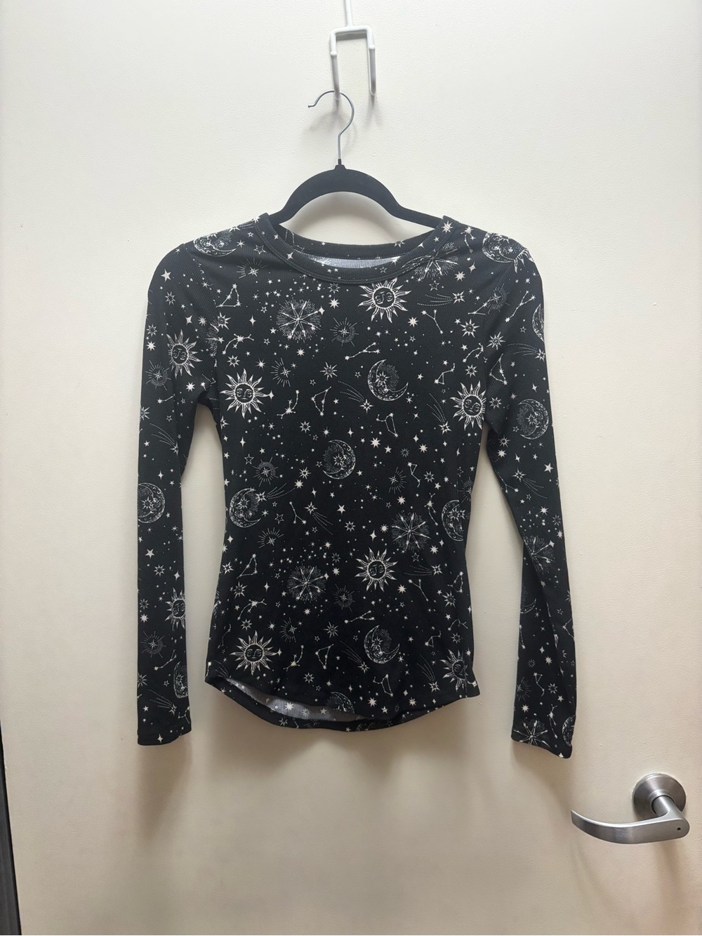 No Boundaries Black Long Sleeve Celestial Print Tee